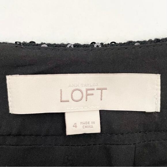 Ann Taylor LOFT Black Sequin Stripe Wool Blend Mini Skirt - Picture 6 of 7
